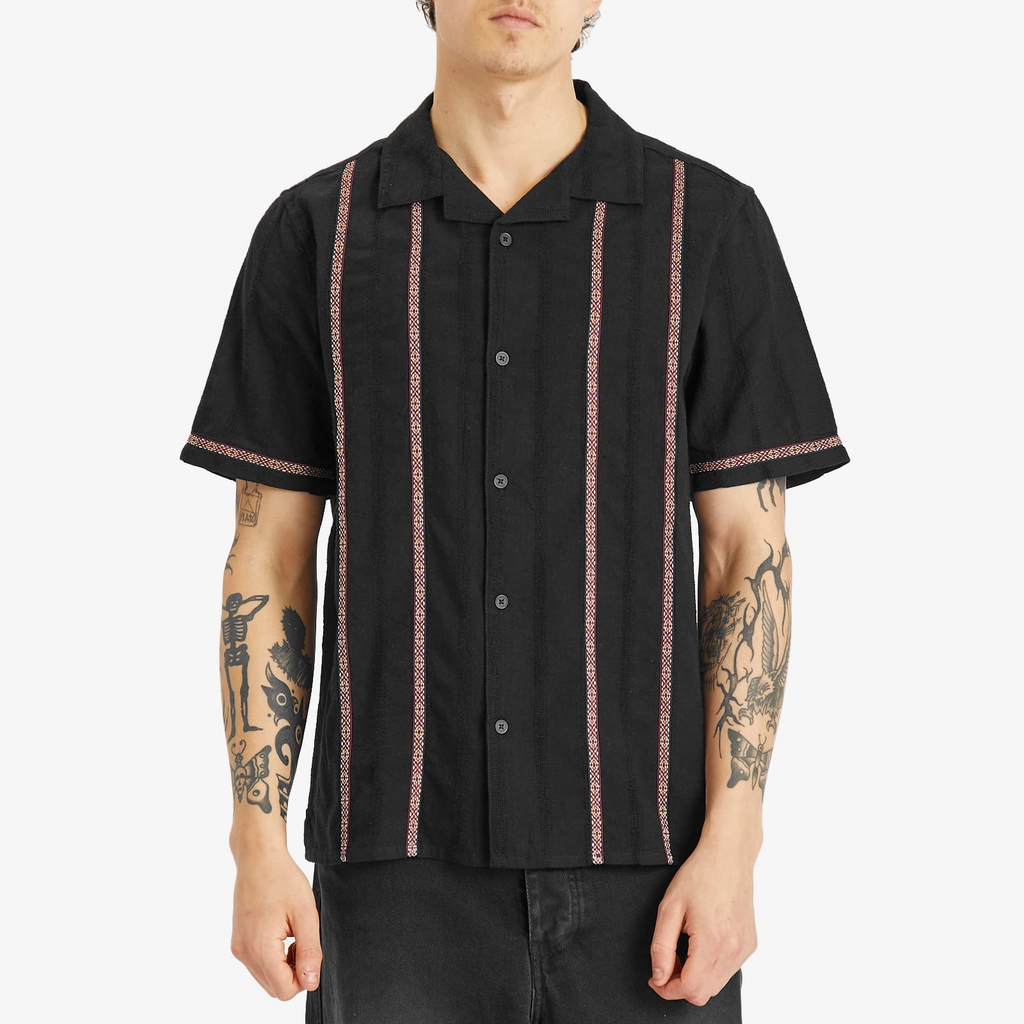 Wax London Men's Didcot Stripe Dobby Shirt Black/Multi